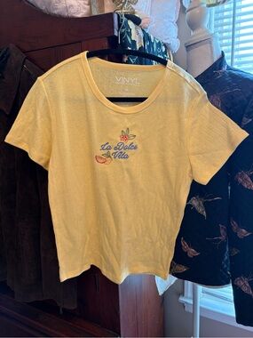 Pointelle Yellow Dolce Vita embroidered Tee